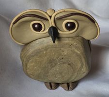 Eule Figur Naturstein Handgemacht siehe Foto