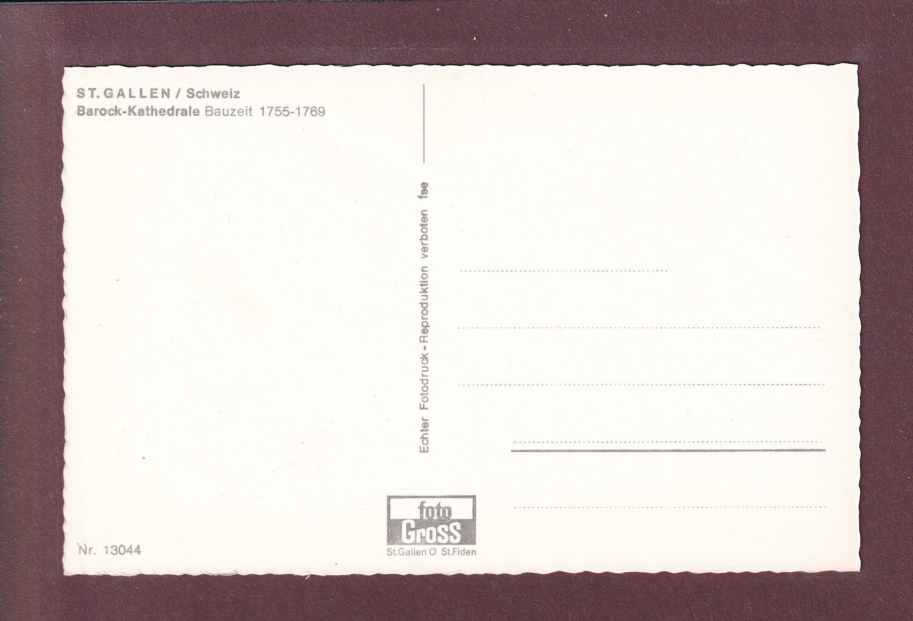 Cartes postales: ST. GALLEN - Kathedrale – D'occasion à Pully par nicecards 1