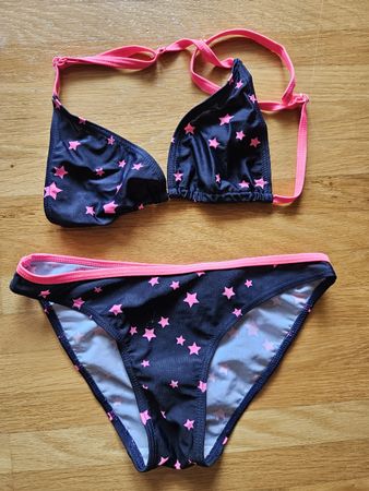 Bikini Kinder Grösse 140 Sterne dunkelblau pink guter Zustan