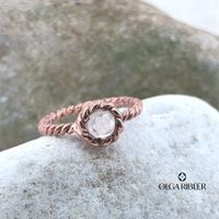 Feiner Ring 925 Sterling Silber mit Rosenquarz Grösse 50