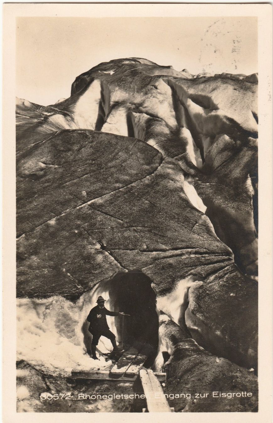 Cartoline postali: Rhonegletscher. Eingang zur Eisgrotte - (1932) – Usato da Fällanden venduto da Blausegelfliege