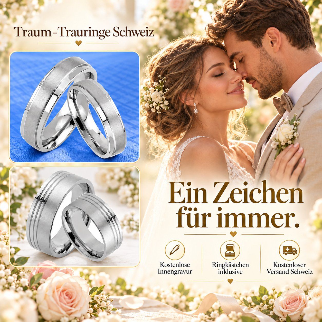 Ringe: Ringmesser Trauringe / Eheringe aus Edelstahl mit Gravur – Neu und originalverpackt aus Dübendorf von Alessandro-DG 2