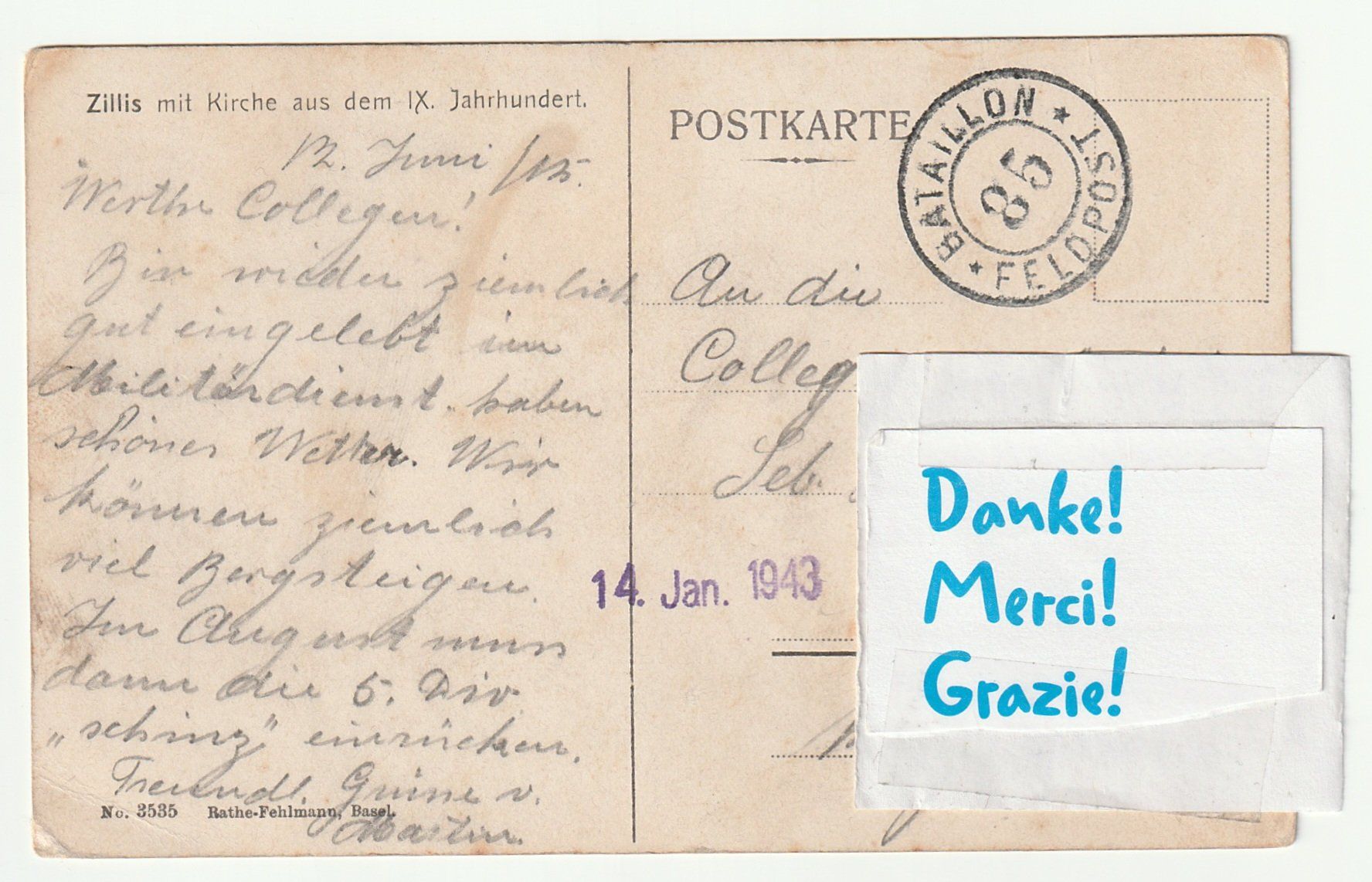 Cartoline postali: FELDPOST Postkarte 1943, Zillis mit Alte Kirche – Usato da St. Gallen venduto da Ricardo_Deals 1