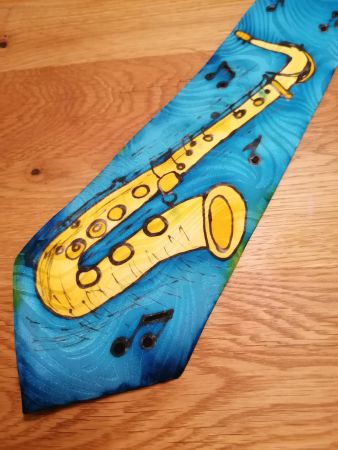 Handgemalt Krawatte mit Saxofon - Nr.291