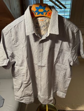 Herren Hemd "GIN-TONIC", XL, grau gestreift, kurzarm