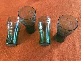 4 Coca-Cola Gläser, Vintage Grün, Sammlerstück, Top!