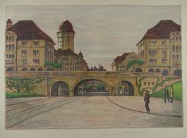 ZÜRICH URANIASTRASSE, LITHOGRAPHIE 1919