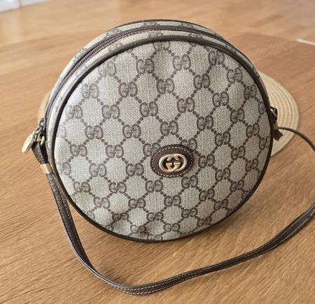 Gucci Vintage Clutch/Crossbody Tasche Rund Leder Braun