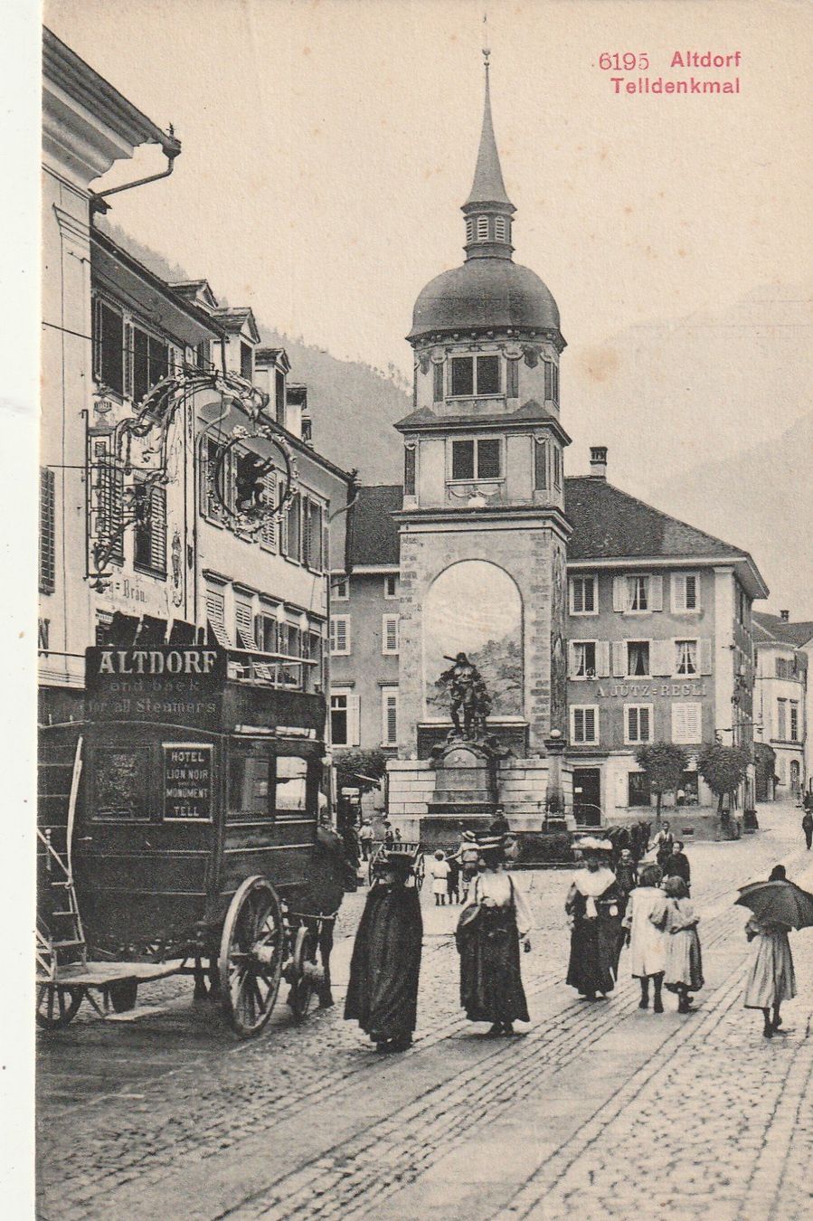 Ansichtskarten: Altdorf mit Hotelkutsche belebt – Gebraucht aus Rorschacherberg von fratovi2