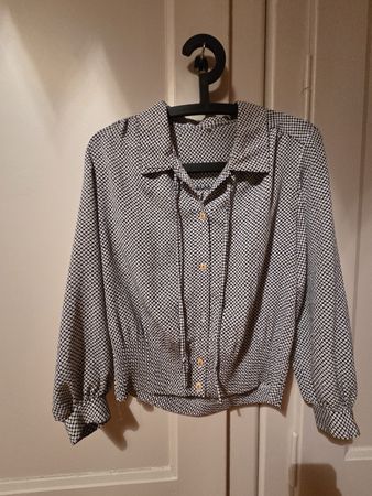 Chemisier vintage noir blanc motif rétro