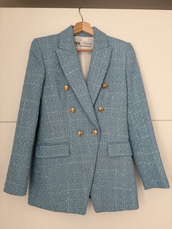 Zara Blazer, hellblau, Goldknöpfe, Frühling/Sommer, XS