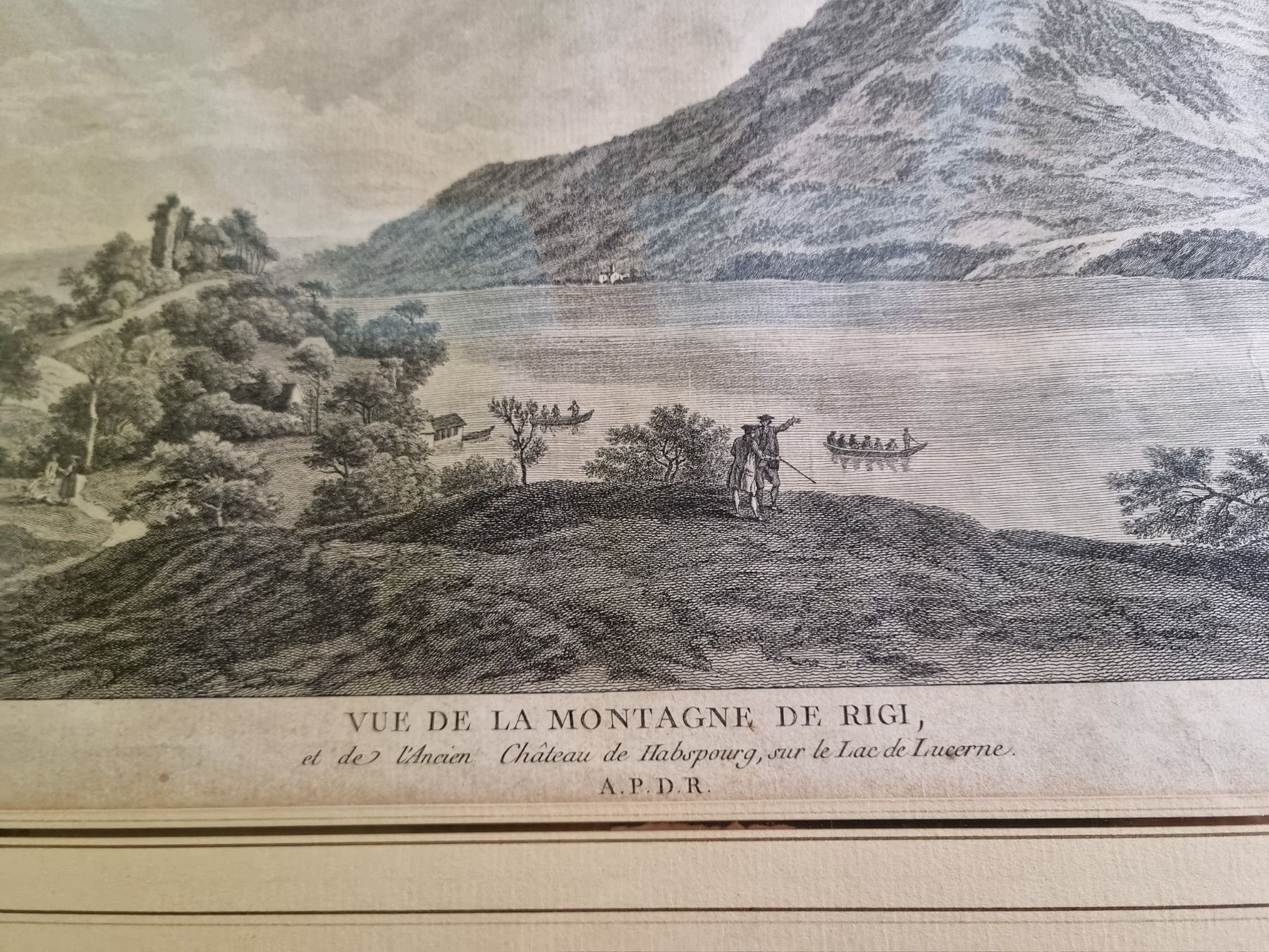 Incisioni: VUE DE LA MONTAGNE DE RIGI Kupferstich ORIGINAL – Usato da Trachslau venduto da post35 1