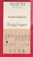 KARTON BILLETT,DORNACH-ARLESHEIM - DUGGINGEN,2.KLASSE,EINFAC