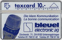 10 CHF bleuel electronic ag - seltene, frühe Kunden Taxcard
