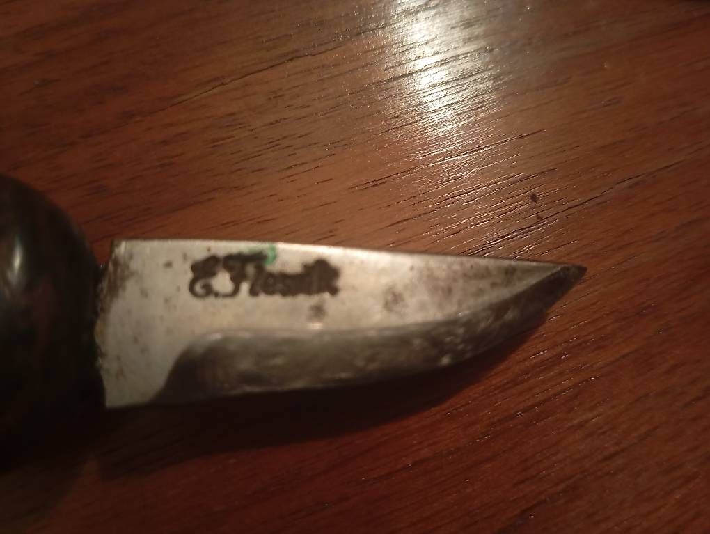Accessori: G. Flueck Messer mit Lederscheide, Top Zustand! – Usato da Basel venduto da Petergunn 1
