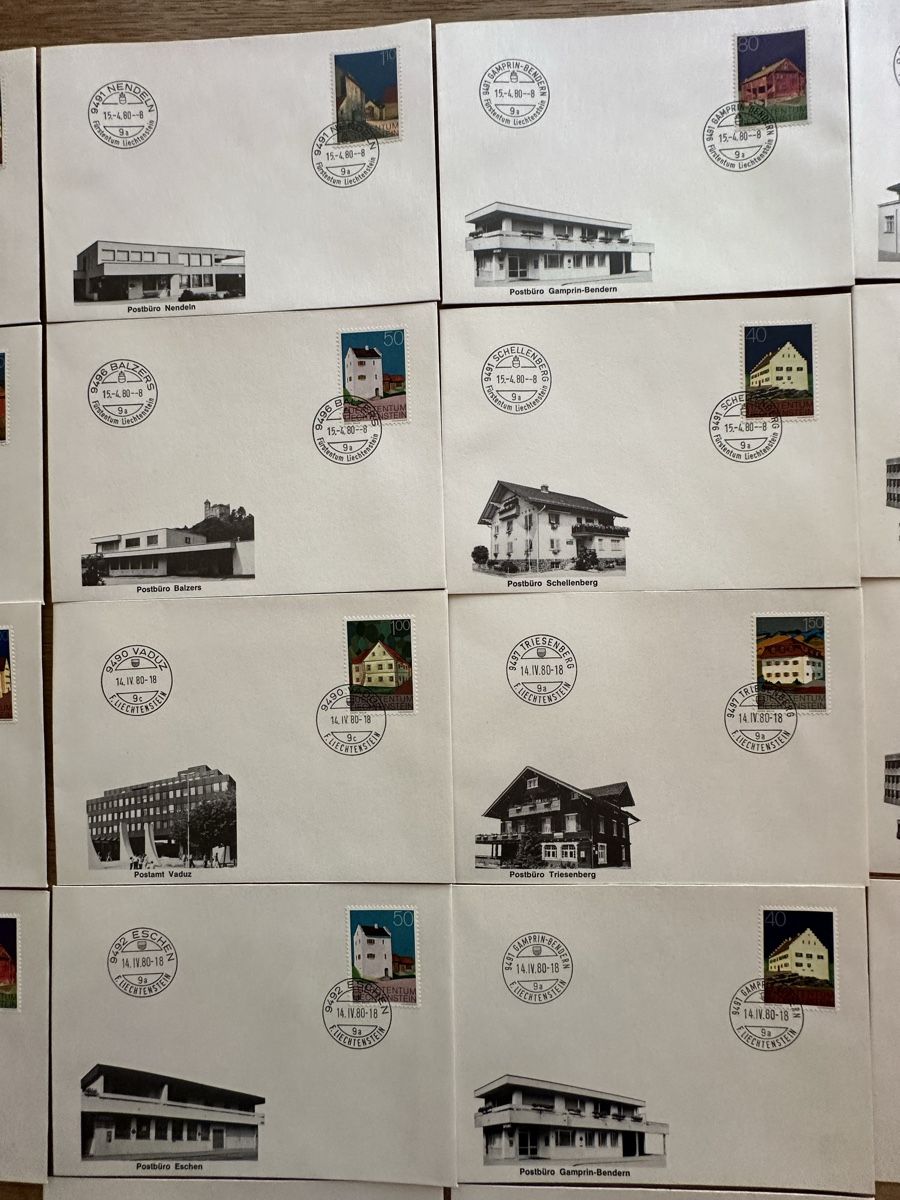 Tutti i francobolli: Liechtenstein - 1980 26x Postämter FDC – Usato da Schmitten / FR venduto da Samsara169 2