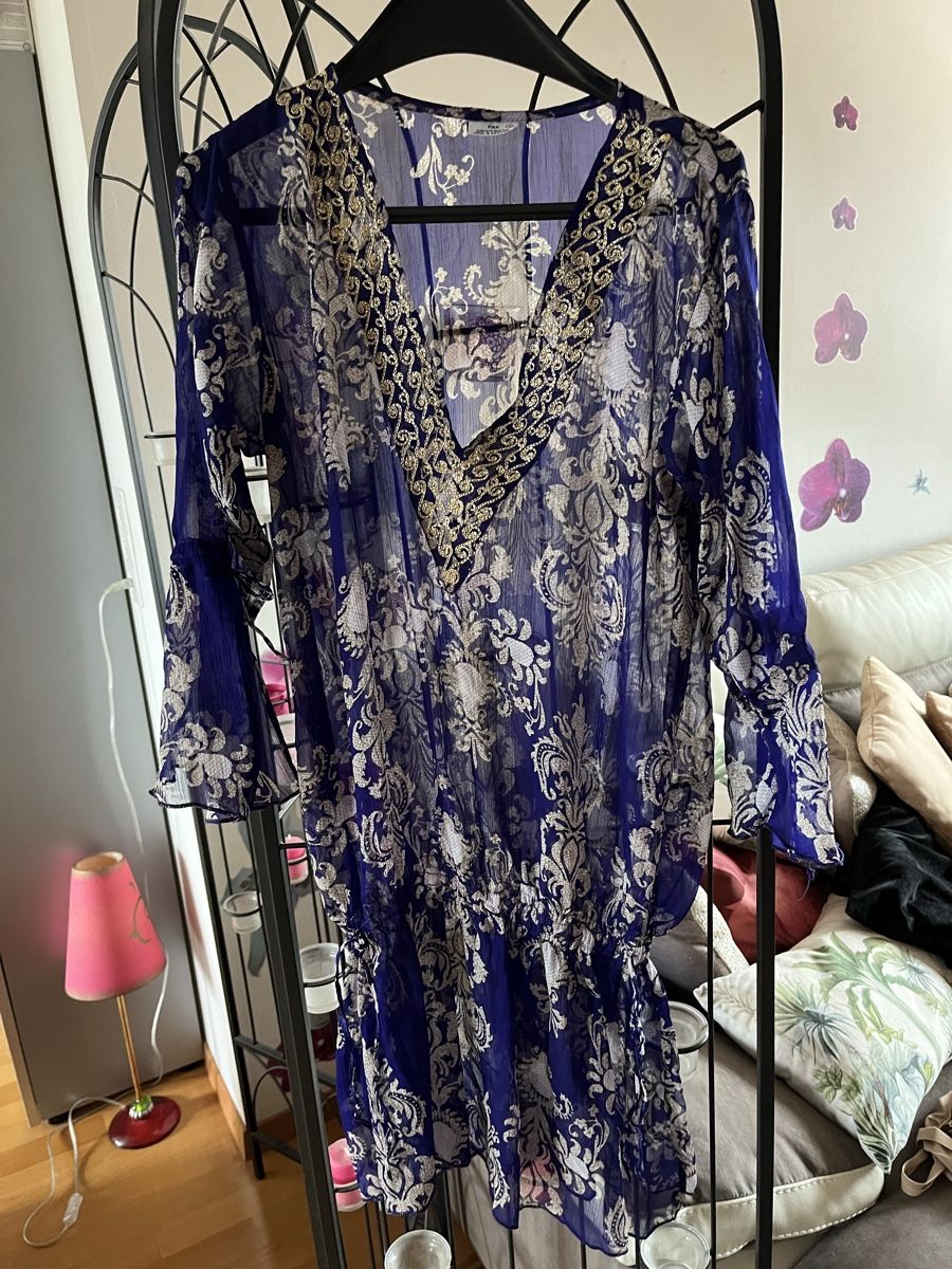 Tuniken: Tunique plage violet doré brodée légère, taille L – Gebraucht aus Genève von Libellule477 6