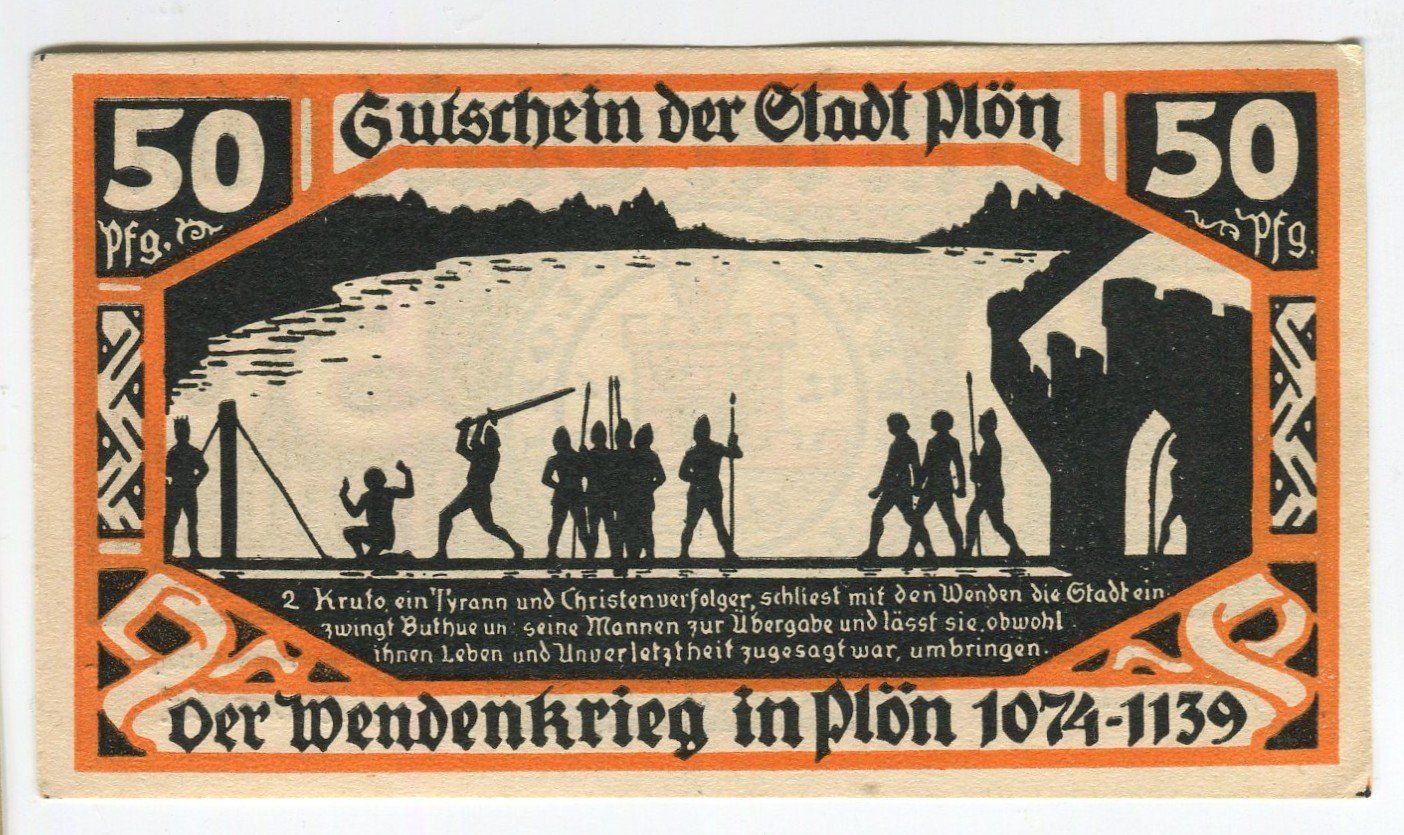 Banknoten: Notgeld "50 Pfennig. Plön 1921" – Gebraucht aus Basel von Butsch5
