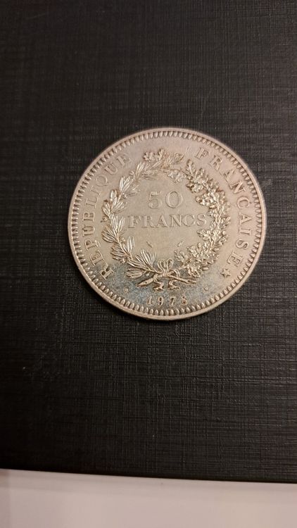 Collier Pendentif Avec Pièce 50 Francs Argent Massif - Bijou Vintage, Occasion