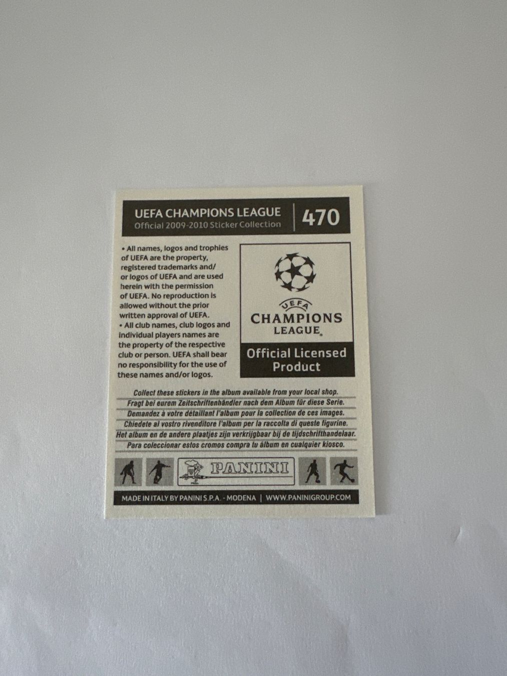 Panini Sammelbilder & Trading cards: Panini UEFA Champions League 2009-2010 - Nr. 470 – Gebraucht aus Sulz AG von DealWerk 1