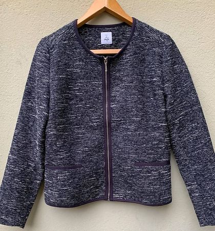 PUR ET SIMPLE superbe petite veste marine fils argentés  t.M
