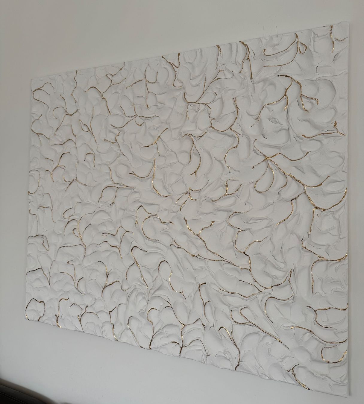 Dipinti: Gemälde 100x120 cm, weiss mit Blattgold – Nuovo e nell'imballaggio originale da Triesen venduto da atos87 2