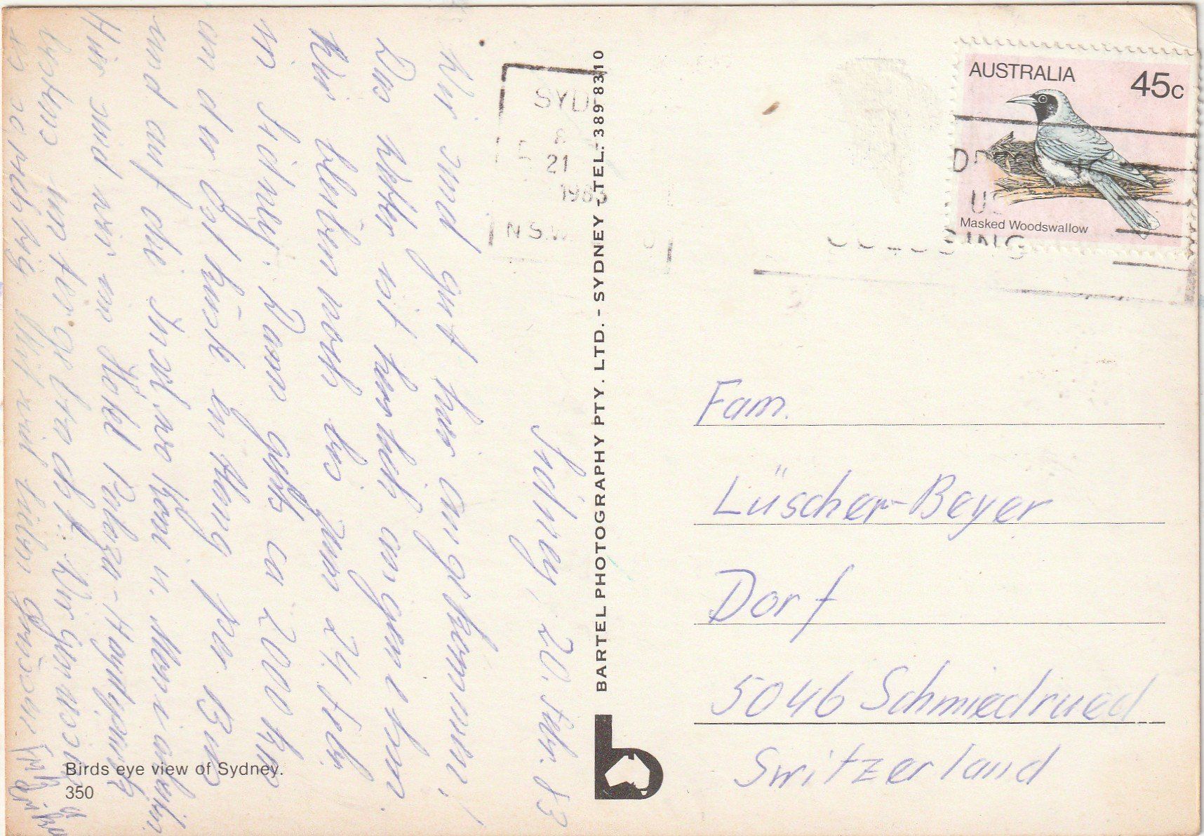 Cartoline postali: Sidney um 1983 – Usato da Lumbrein venduto da made02 1