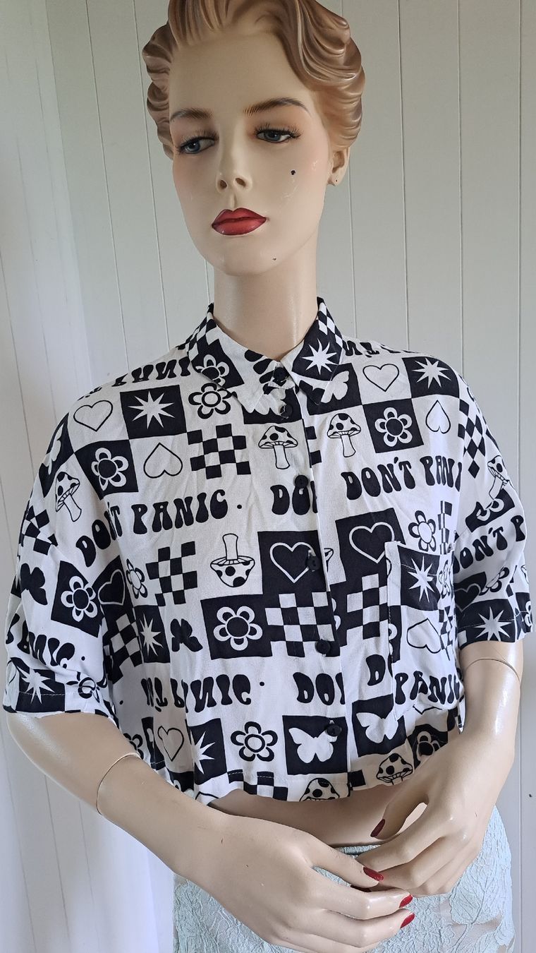 Bershka Camicette: BERSHKA cropped Bluse S - L oversized checker board  – Usato da Mollis venduto da Fauchi99
