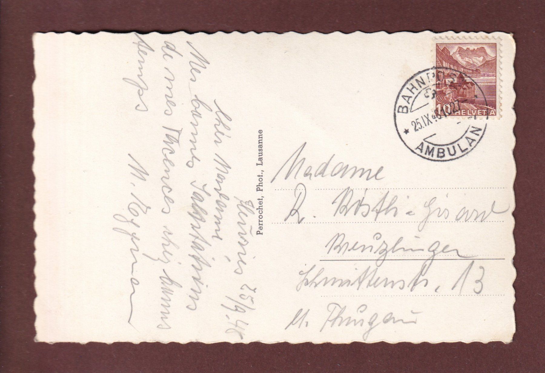 Cartoline postali: FLEURIER - 1948 // pli d'angle // – Usato da Pully venduto da nicecards 1