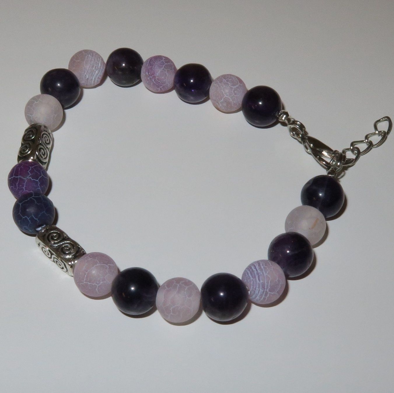Armbänder & -reifen: Armband Achat - Amethyst 8mm  VP 39,- – Neu und originalverpackt aus Visp von steinschmuckwelt