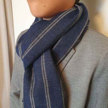 Écharpe Gant Rugger à rayures, mélange laine, bleu