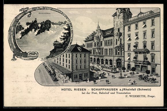 Ansichtskarten: Schaffhausen a. Rheinfall, Hotel Riesen, – Gebraucht aus Berlin von bartko-reher