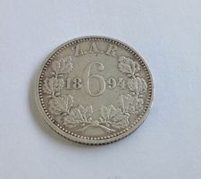 6 PENCE MÜNZE von 1894 ZAR Südafrika, guter Zustand
