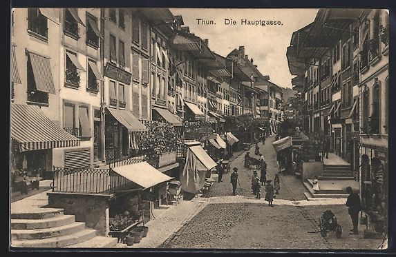 Cartoline postali: AK Thun, Blick in die Hauptstrasse – Usato da Berlin venduto da bartko-reher