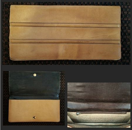 Vintage Leder Clutch / Handtasche, Camelfarben