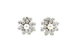 Diamant Perlen Ohrclips ca. 0.3ct 18K Weissgold *S3945