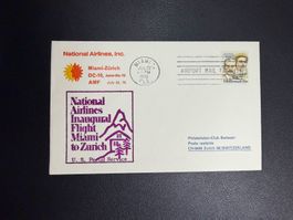 National Airlines Erstflugbrief Miami-Zürich 1979