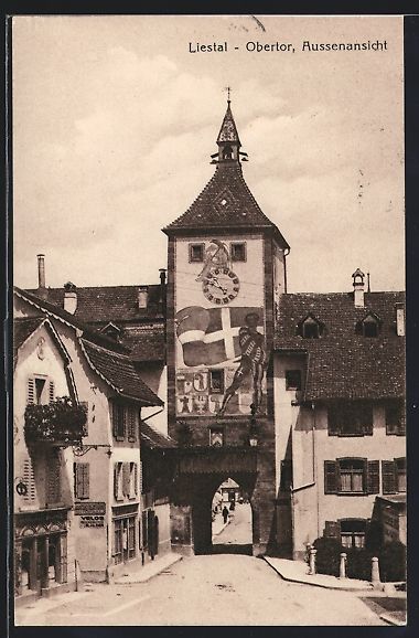 Ansichtskarten: AK Liestal, Obertor, Aussenansicht, 1922 – Gebraucht aus Berlin von bartko-reher