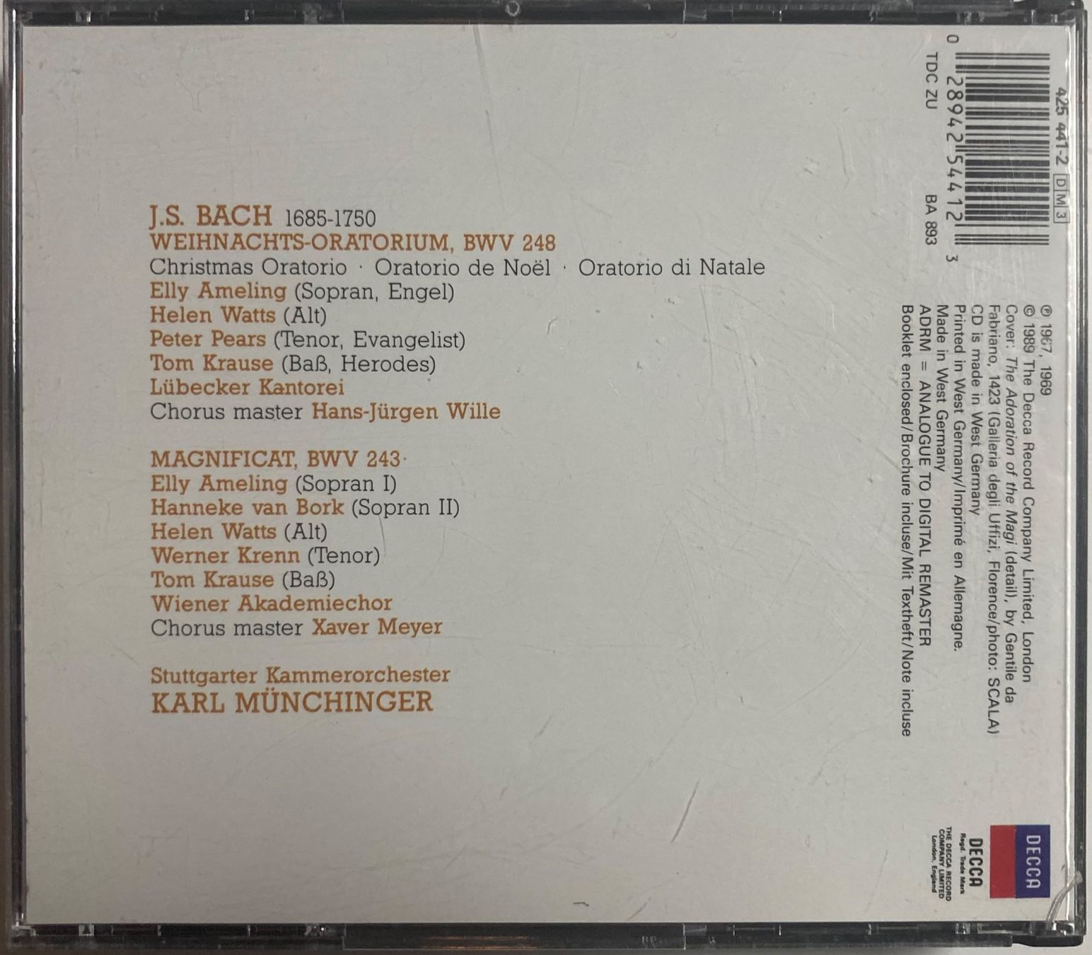 CD: J.S. BACH...... - WEIHNACHTS ORATORIUM / MAGNIFICAT – Usato da Poliez-Pittet venduto da Newtown-Records 1