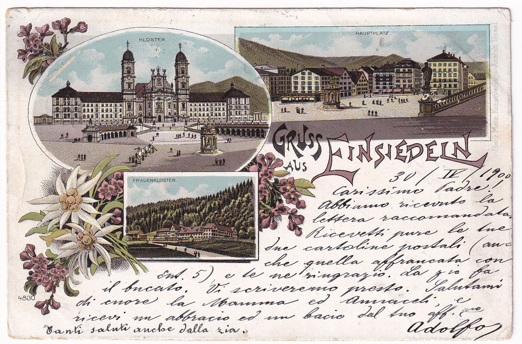Cartoline postali: Gruss aus Einsiedeln 1900 – Usato da Cormoret venduto da Pascalll2001