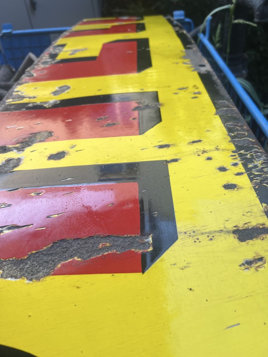Shell Insegne: Shell Schild alt Emaill Werbeschild Tank – Usato da Mellingen venduto da Oelquelle 4