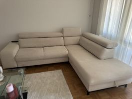 Ecksofa Beige Stoff mit Liegefunktion sehr guter Zustand