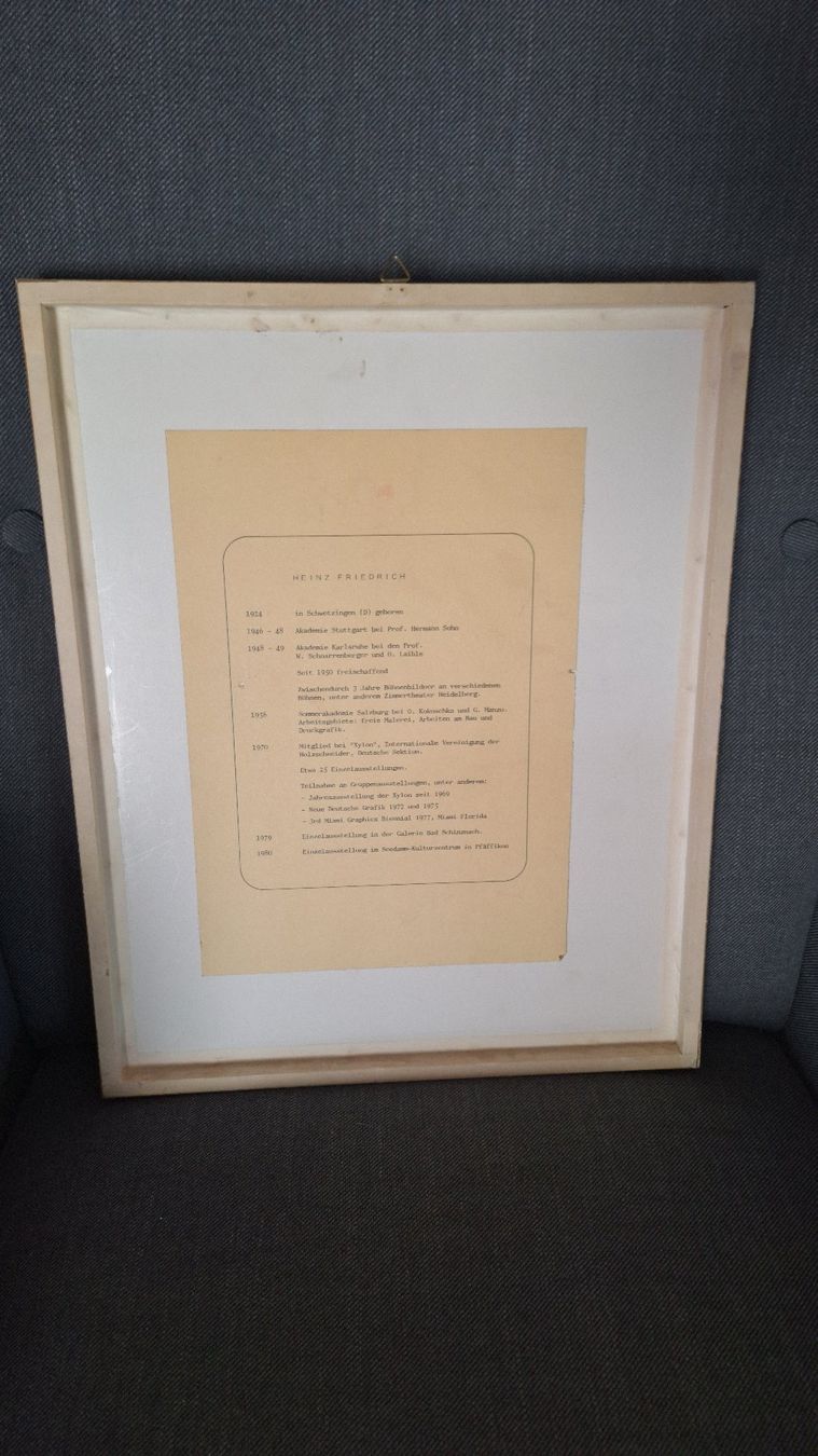 Xilografie: Heinz Friedrich - Farb Holzschnitt Stilleben – Usato da Altstätten SG venduto da GGsGameshop 3
