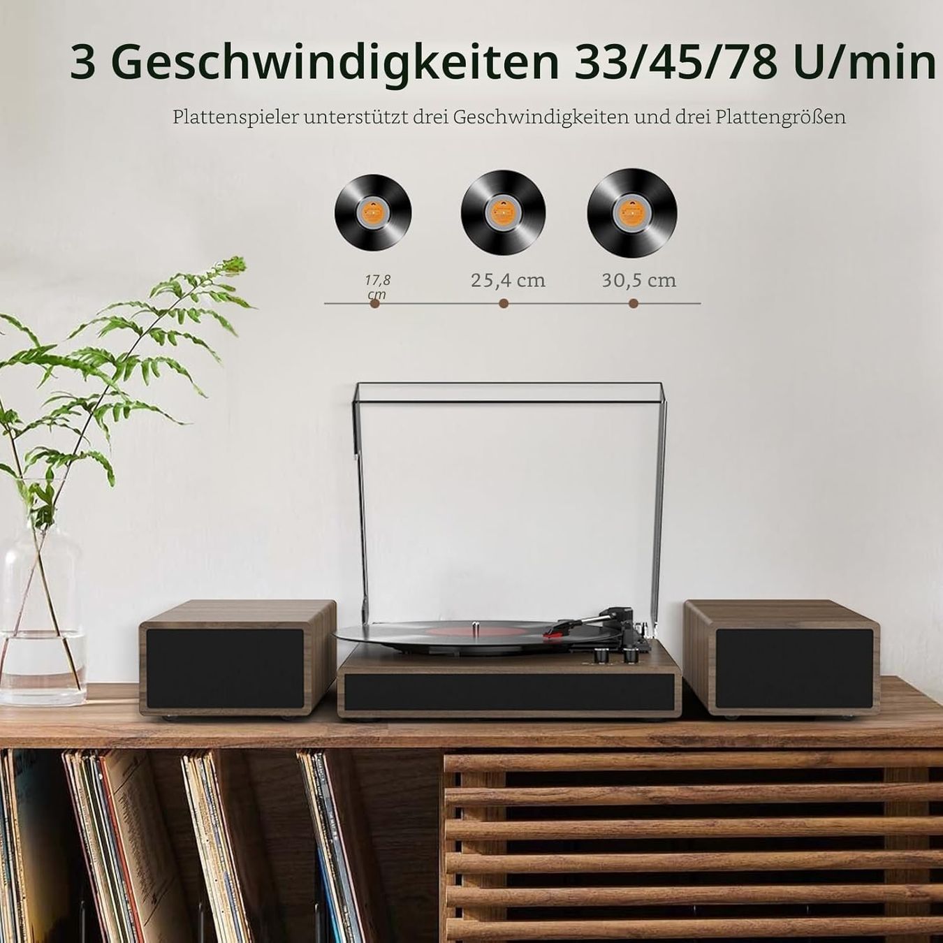 Giradischi: Plattenspieler mit Lautsprechern Bluetooth 3 Geschwindigkeit – Nuovo e nell'imballaggio originale da Schaffhausen venduto da AllesMussRaus90 4