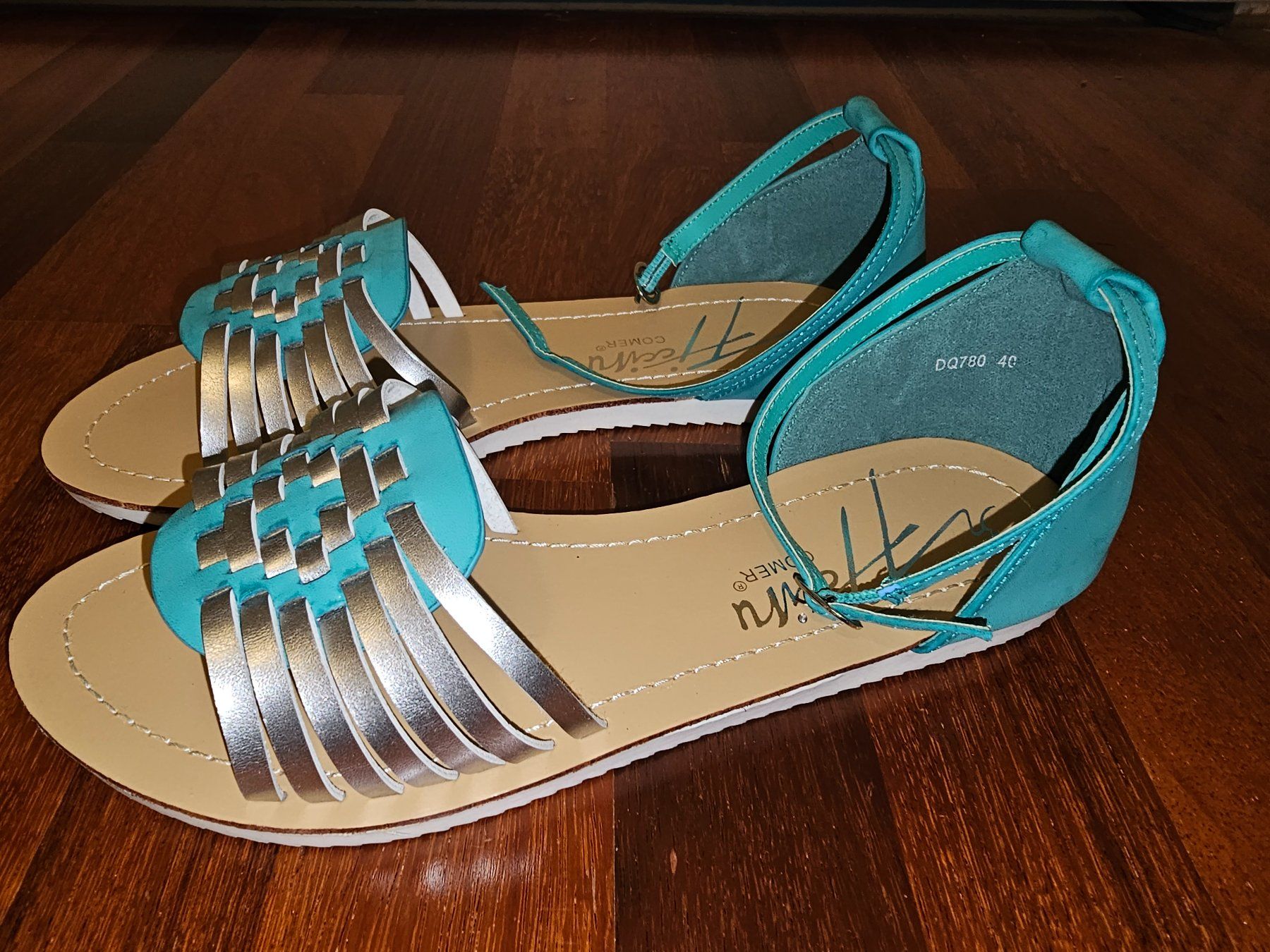 Scarpe da donna: Schicke Sandalette, türkis-silber, Grösse 40 – Nuovo e nell'imballaggio originale da Heiden venduto da Taronia 2