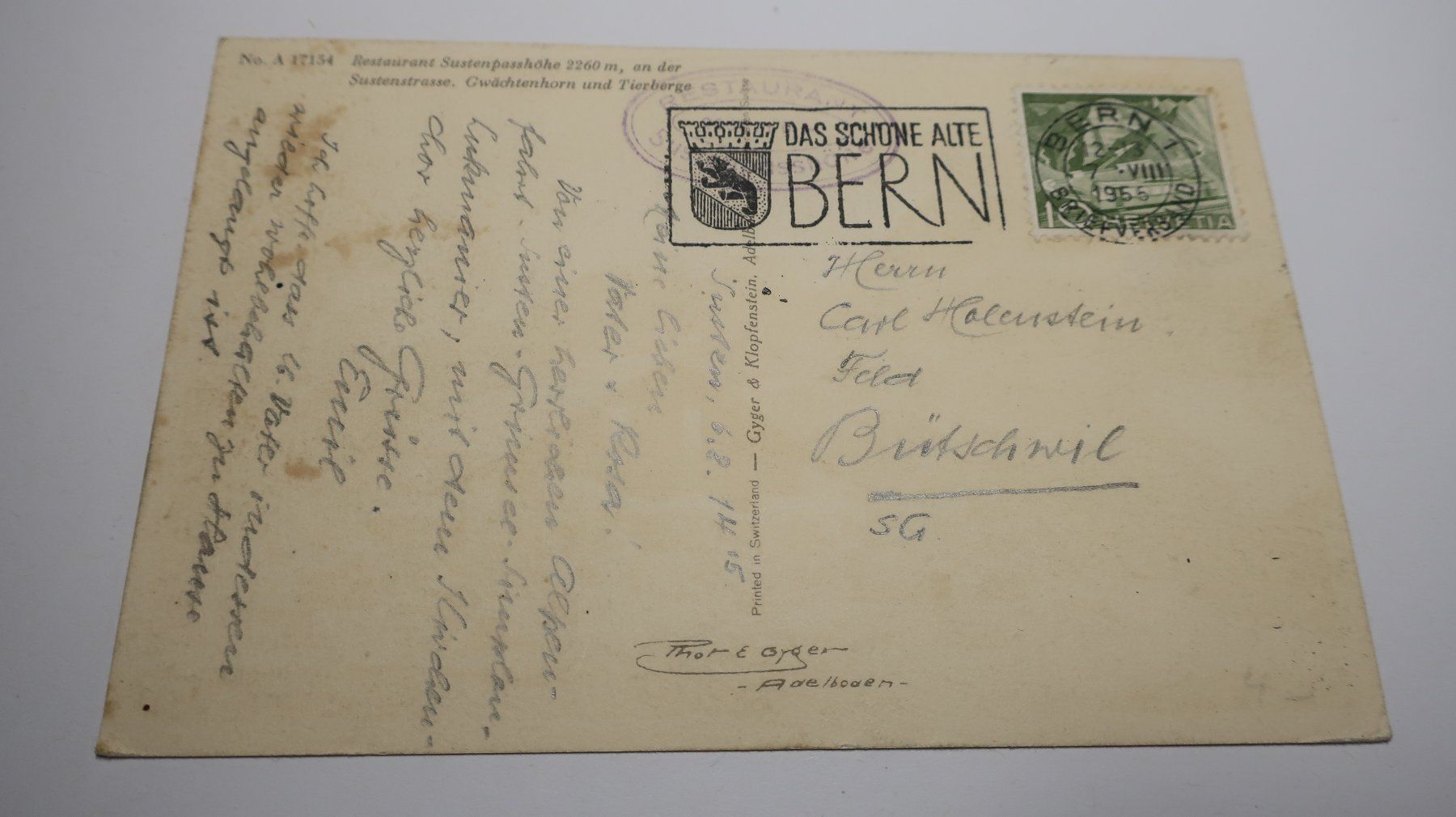 Cartoline postali: Restaurant Sustenpasshöhe Sustenstrasse 1955 – Usato da Cormoret venduto da Pascalll2001 2
