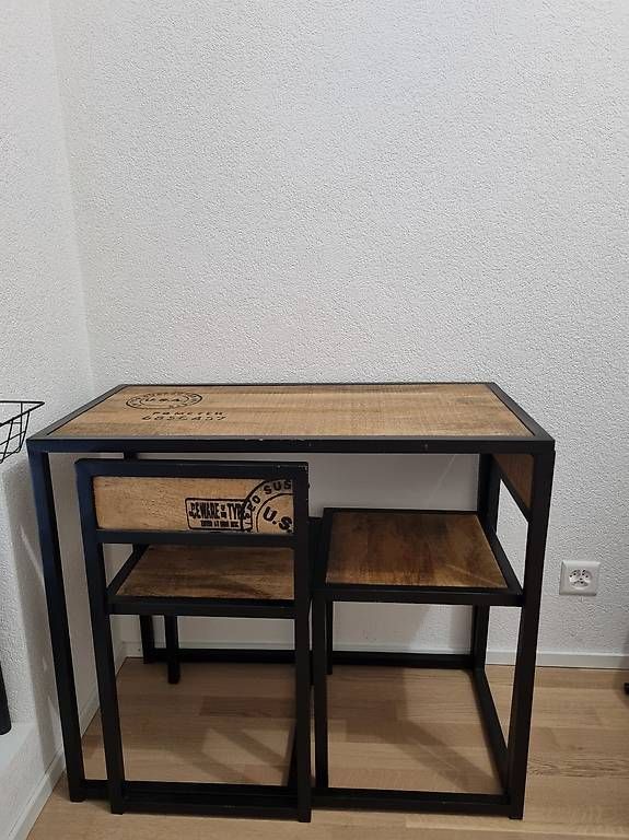 Set di tavolo e panche: Table style industriel et ses 2 chaises – Usato da Châtelaine venduto da sal_65gn 2