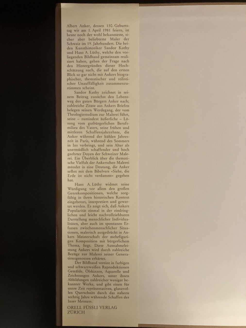 Libri: Alber Anker. S. Kuthy, H. A. Lüthy – Usato da Wangen ZH venduto da day01 1