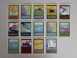 14 KÜNSTLER REKLAMENMARKEN SAMMELMARKEN SCHIFF-FAHRT