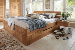 Schubladenbett NXT Wildeiche massiv 180 x 200 cm